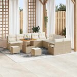 vidaXL Ensemble de canapé de jardin 13 Pièces Beige Poly rotin