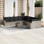 vidaXL Salon de jardin 11 Pièces avec coussins gris clair résine tressée