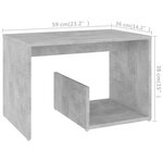 vidaXL Table d'appoint Gris béton 59x36x38 cm Aggloméré