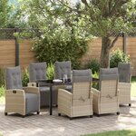 vidaXL Ensemble de Salle à Manger de Jardin de 7 Pièces Beige Rotin Poly