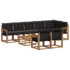 vidaXL Ensemble de canapés d'extérieur 9 pc Naturel et Noir