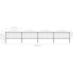 vidaXL Clôture de jardin à dessus en lance Acier (1 25-1 5)x6 8 m Noir