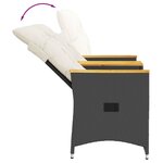 vidaXL Canapé de jardin inclinable 2 places avec table noir poly rotin