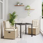 vidaXL Ensemble de jardin 3 pièces Beige en Poly Rattan