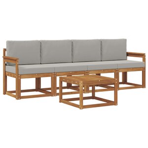 vidaXL Ensemble de canapés d'extérieur 5 pc Gris Naturel et Clair