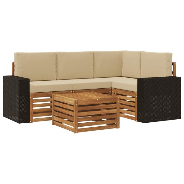 vidaXL Ensemble de canapés d'extérieur 5 pc Naturel et Beige Polyester