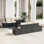 vidaXL Set de canapé de jardin 7 pièces avec coussins en poly rotin noir