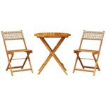 vidaXL Ensemble de bistro 3 Pièces beige résine tressée et bois massif