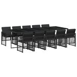 vidaXL Ensemble à manger de jardin 11 Pièces coussins noir résine tressée
