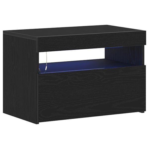 vidaXL Cabinet de chevet avec lumières LED Chêne noir 60x35x40 cm Bois technique