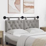 vidaXL Tête de lit suspendue Gris clair Velours