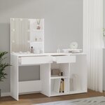 vidaXL Coiffeuse à LED avec armoire Blanc brillant Bois d'ingénierie