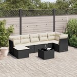 vidaXL Salon de jardin 8 Pièces avec coussins noir résine tressée