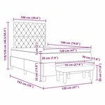 vidaXL Lit à ressorts avec matelas et banc gris foncé 120x190 cm en velours