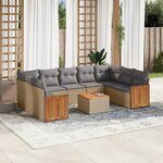 vidaXL Salon de jardin avec coussins 10 Pièces beige résine tressée