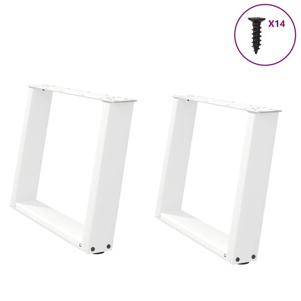 vidaXL Pieds de table basse en U 2 pièces Blanc 60 x (42-43) cm Acier