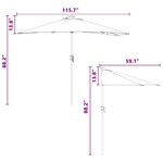 vidaXL Parasol de jardin demi Vert Moyen Aluminium thermolaqué