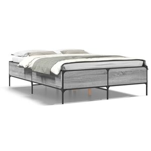 vidaXL Cadre de lit sans matelas sonoma gris 150x200 cm