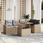 vidaXL Salon de jardin avec coussins 6 Pièces beige résine tressée
