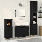 vidaXL Ensemble de cabinets de salle de bain de 3 pièces Chêne noir Bois d'ingénierie