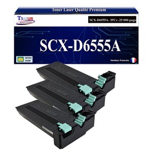 T3AZUR - 3x Toners compatibles avec Samsung SCX-D6555A SCXD6555A pour Samsung SCX6545N SCX6545NG SCX6545NX SCX6555N SCX6555NG SCX6555NX SCX6811CO