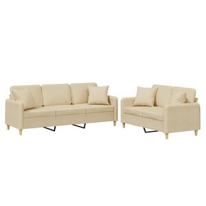 vidaXL Ensemble de canapés 2 Pièces avec coussins crème tissu