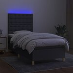 vidaXL Sommier à lattes de lit et matelas et LED Gris foncé 90x200 cm