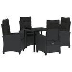 vidaXL Ensemble de salle à manger de jardin 5 pièces avec coussins Rattan Poly Noir