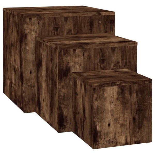 vidaXL Tables d'appoint 3 Pièces Chêne fumé Bois d'ingénierie