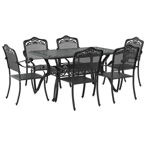 vidaXL Ensemble de salle à manger pour jardin 7 Pièces Noir Aluminium