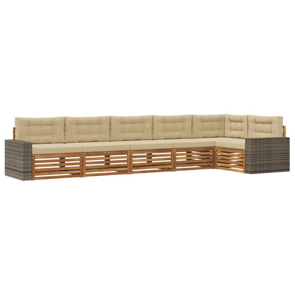 vidaXL Ensemble de canapés d'extérieur 6 pc Naturel et Beige Polyester