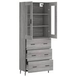 vidaXL Buffet haut Sonoma gris 69 5x34x180 cm Bois d'ingénierie