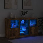 vidaXL Buffet avec lumières LED chêne fumé 123x37x67 cm