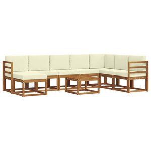 vidaXL Ensemble de canapés d'extérieur 9 Pièces Naturel et Crème