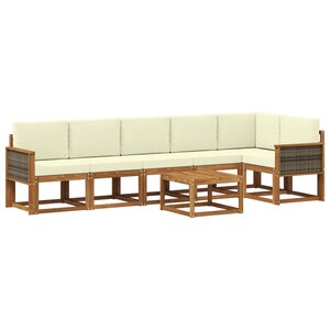 vidaXL Ensemble de canapés d'extérieur 7 pc Naturel et Crème Polyester