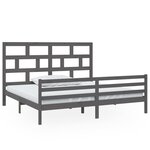vidaXL Cadre de lit sans matelas gris bois massif 200x200 cm