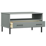 vidaXL Table basse avec pieds en métal Gris 85x50x45 cm Bois OSLO