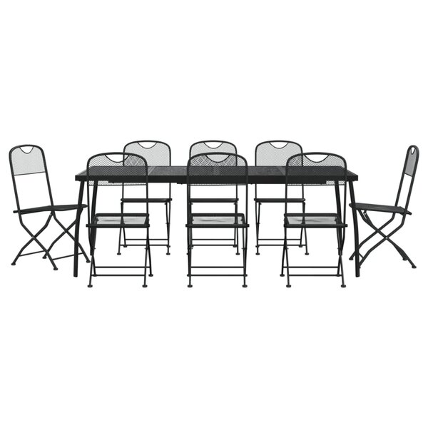 vidaXL Ensemble à manger de jardin 9 Pièces anthracite métal maille