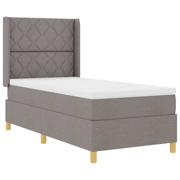 vidaXL Lit à ressorts avec matelas Taupe 100 x 200 cm tissu
