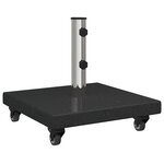 vidaXL Base de parasol sur roues en granit noir de 30 kg  carrée  pour poteaux Ø38/48mm.