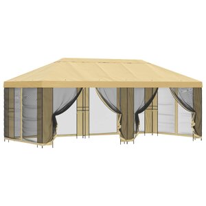 vidaXL Gazebo avec murs latéraux 6 x 3 m Crème Polyester et Acier 190