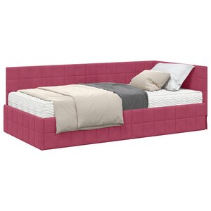 vidaXL Cadre de lit d'angle avec matelas 2 Pièces Vert Velours