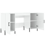 Bureau table poste de travail meuble d'ordinateur informatique étude brillant 140 x 50 x 75 cm bois d'ingénierie blanc 02_0023539