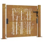 vidaXL Portail de jardin 105x80 cm acier corten design de bambou