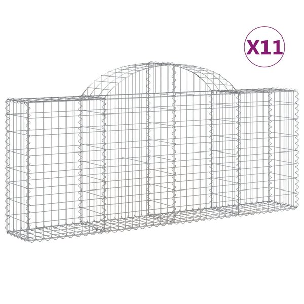 vidaXL Paniers à gabions arqués 11 Pièces 200x30x80/100 cm Fer galvanisé