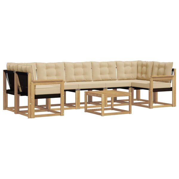 vidaXL Ensemble de canapés d'extérieur 8 Pièces Blanc et Beige