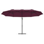 vidaXL Parasol cantilever de jardin Rouge bordeaux 372 x 198 x 243 cm