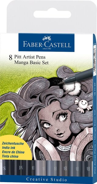 Etui de 8 stylos à encre de chine PITT artist pen Manga FABER-CASTELL