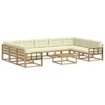 vidaXL Ensemble de canapés d'extérieur 10 pc Blanc et crème