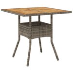 vidaXL Table de jardin et dessus en bois d'acacia gris résine tressée